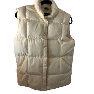 Lands' End Womans Medium 6-8 White Snap Puffer Down Vest